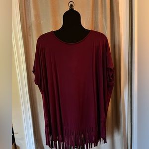 Maroon, bottom fringed top, size L